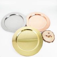 Assiettes de présentation en acier inoxydable doré de 30 cm et 33 cm pour mariage, en gros, pour fruits et décorations