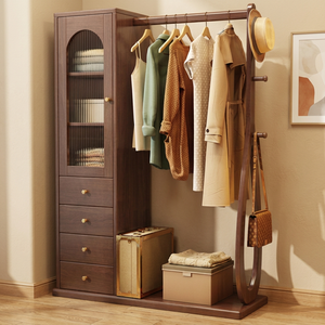 Modern Solid Wood <b>Coat</b> Rack <b>Hooks</b> <b>Shelves</b> Freestanding Multifunction Storage for Bedroom Living Room Hotel Furniture Durable - Product Image 1