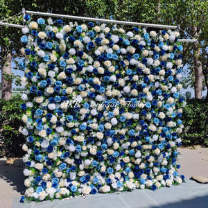 ดอกไม้ประดิษฐ์5D อุปกรณ์ตกแต่งผนังงานแต่งงานดอกไม้สีฟ้าดอกกุหลาบผนังฉากหลังภายนอก8FT x 8ft - Product Image 5