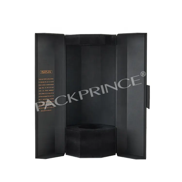 Premium Black Rigid Cardboard OEM Hexagon Sublimation Wine Gift Boxes emballage en carton cadeau de luxe for Wine Glasses