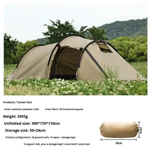 Tente tunnel de camping extérieure personnalisée, auvent deux-en-un, portable, imperméable, coupe-vent, quatre saisons, en polyester double couche, pour parc - Product Image 2