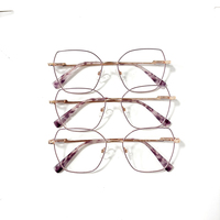 Monture optique fine en métal œil de chat pour femme, branches en acétate multicolores, anti-lumière bleue, lunettes de vue pour myopie