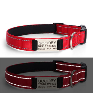 Collier pour chien personnalisé en nylon réfléchissant et néoprène rembourré avec plaque nominative, colliers pour animaux de compagnie personnalisés - Product Image 4