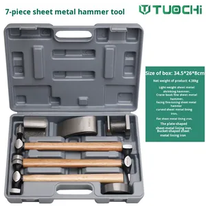 Ensemble de marteaux pour carrosserie, outils de carrosserie, bloc de façonnage, outil de réparation de bosses en tôle, outil de carrosserie à tête plate avec poignée - Product Image 6