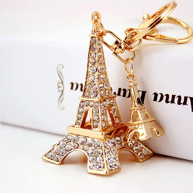 HOT Paris Tour Eiffels Rhinestone Keytag Decoration Holder Promotional Gifts Eiffels Tower Keyfob for Keys Souvenirs
