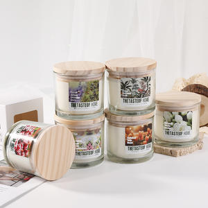 Ornements de maison personnalisés en gros, cadeau de mariage, cadeau aromatique en cristal de luxe, cadeaux parfumés, pot en verre avec couvercle en bois - Product Image 1