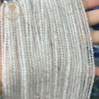 Perles en pierre naturelle 3 mm facettées, jade australien, cristal de roche, quartz, grenat orange pour la fabrication de bijoux DIY