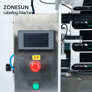 ZONESUN Semi-automatic Round <b>Wine</b> <b>Glass</b> Plastic <b>Bottle</b> Sticker Label Applicator Single Double Side Pen Labeling Machines - Product Image 2
