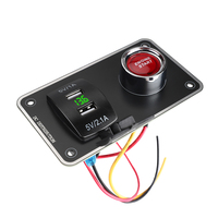 Panneau de Démarrage de Voiture avec Bouton de Démarrage Moteur LED Rouge Bleu Vert, Chargeur USB Double, Interrupteur de Contrôle pour Véhicules et Bateaux