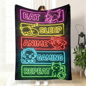 Couverture en flanelle à motif de chats de dessin animé mignons, couverture de sieste respirante et douce pour la peau, pour la maison, le bureau, la sieste, impression personnalisée - Product Image 3