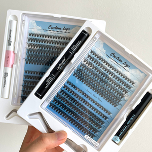 Private Label <strong>Cluster</strong> <strong>Lashes</strong> Kit D Curl <strong>Lash</strong> <strong>Clusters</strong> Invisible Band Natural Diy Individual Custom <strong>Cluster</strong> Eyelash Kit - Product Image 1