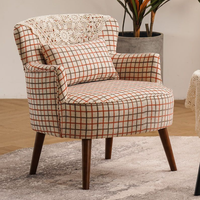 Fauteuil de loisirs en bois massif de style américain moderne, fauteuils en tissu pour le salon, canapé-lit