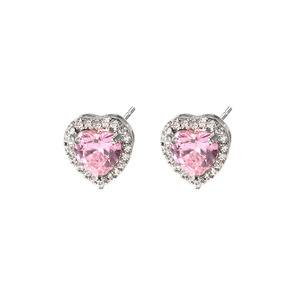 Hoa Tai Đính Kim Cương Thời Trang Hoa Tai Zircon Mạ Vàng Hoa Tai Đính Kim Cương Giả Hình Trái Tim Màu Hồng Dễ Thương Cho Nữ Trang Sức Nữ - Product Image 6