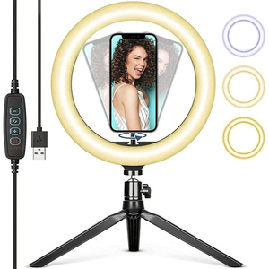 In Trend 6"-12" Mini <b>LED</b> Photography Fill <b>Light</b> Set Tripod USB Powered Plastic Phone Holder Stand <b>Wire</b> Control Live Streaming - Product Image 1