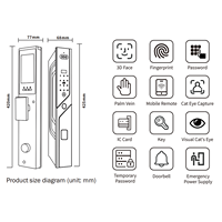 Tuya Modern V800 Slimme Deurgreep Slot met Gezichtsherkenning Groothandel Zwart Aluminium Legering WiFi Verbinding voor Huishoudens