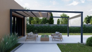 Pérgola Bioclimática <span class=keywords><strong>de</strong></span> PVC Resistente al Viento, Hecha a Medida <span class=keywords><strong>de</strong></span> Alta Calidad, Sweet Home |   Construcción robusta y montaje rápido para el patio trasero - Product Image 2