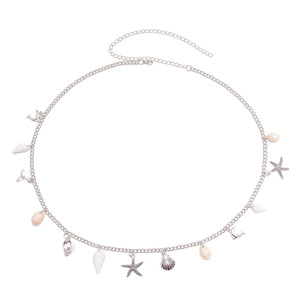 จี้เปลือกปลาดาวสีขาว สายคาดเอวประดับมุกเทียม เครื่องประดับปาร์ตี้ริมชายหาด สไตล์โบฮีเมียน แบบเส้นเดียว - Product Image 5