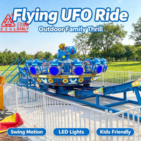 Manège mobile miniature pour enfants, attractions portables, 12/16 places, aventure UFO volant, structure en fibre de verre et acier pour l'extérieur