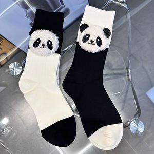 Kt246 OEM Tùy Chỉnh Thiết Kế Siêu Dễ Thương Phim Hoạt Hình Panda Crew Cotton Vớ Màu Đen Trắng Màu Mềm Mại Thoải Mái Dân Tộc Vớ Nữ - Product Image 1
