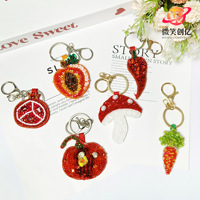 Porte-clés colorés faits main en mini perles de riz blancs, série légumes (carotte, citrouille, maïs), breloques de sac tendance