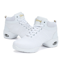 Chaussures de danse salsa latine légères pour femmes, baskets en tissu tricoté respirant avec semelle extérieure en caoutchouc antidérapante, idéales pour l'entraînement