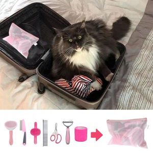 ピンク犬用ヘアグルーミングキットセルフクリーニングステンレススチール櫛デマバスブラシフリーコームプラスチック材料 - Product Image 2