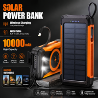 Direktvertrieb Großhandel 10000mAh Magnetische Solar-Powerbank PD Schnellladung Kabelloses Laden Eingebaute Kabel SOS-Taschenlampe