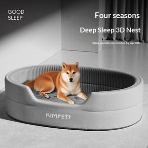 Grand lit pour <span class=keywords><strong>chien</strong></span> lavable, lit orthopédique apaisant en forme de donut avec coussin d'hiver amovible, grotte pour animaux de compagnie en peluche douce toute saison jusqu'à 90 lbs - Product Image 5