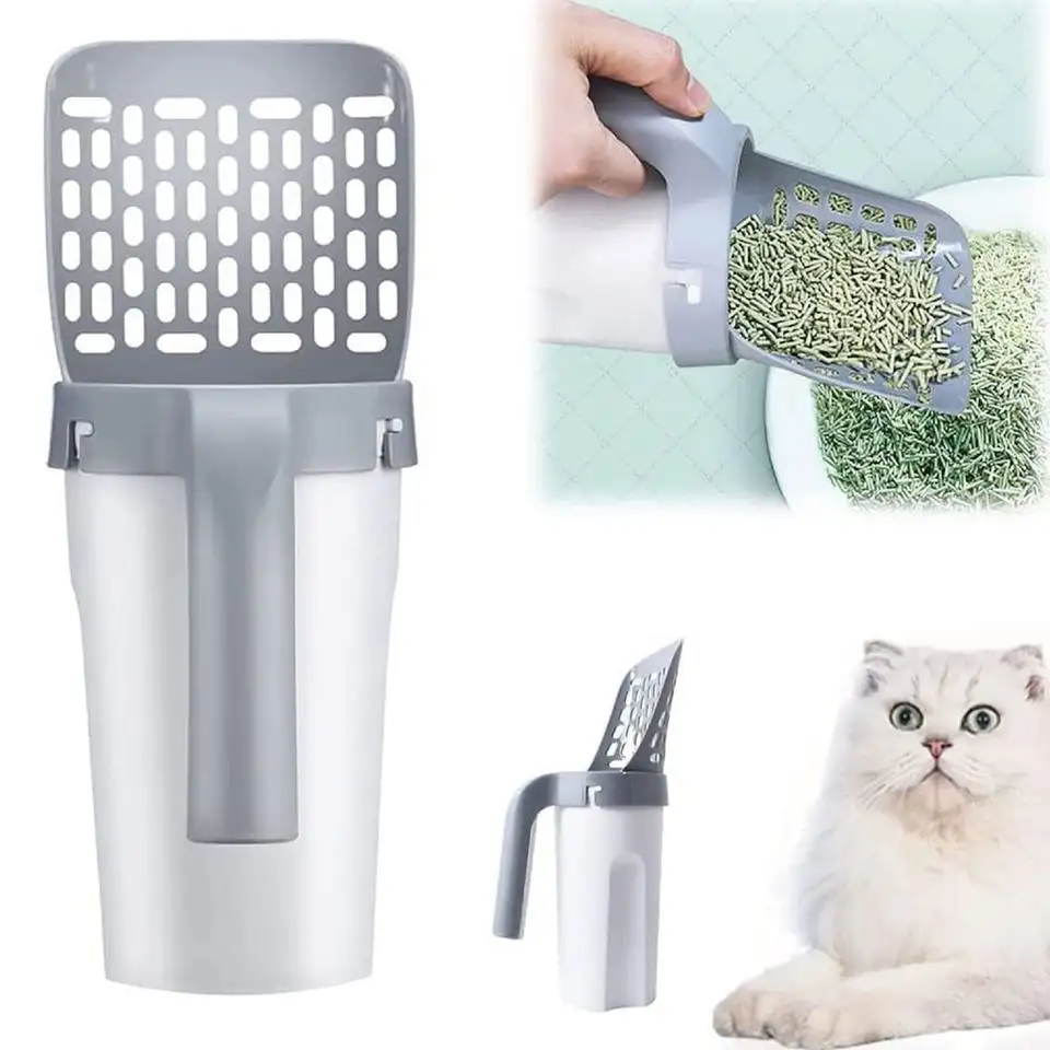 Pet supply integrate Cat Litter Scoop Portable Self Cleaning Kitty Litter Box Shovel with Waste Bag Pet shovel