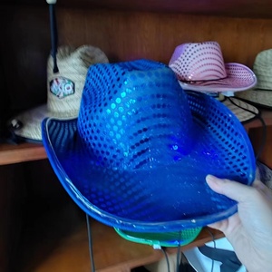 Tùy Chỉnh LED Màu Hồng Sequin Ánh Sáng Ánh Sáng Vui Lễ Hội Shinny Jazz Sinh Nhật Lễ Hội Phía Tây Đảng Mũ Cao Bồi Cho Người Lớn Đảng - Product Image 5