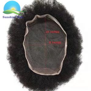 Stock Breath Well Afro Pelucas 6 ''Unidad <span class=keywords><strong>de</strong></span> reemplazo <span class=keywords><strong>de</strong></span> tupé <span class=keywords><strong>de</strong></span> cabello humano indio 8x10 pulgadas Peluca <span class=keywords><strong>de</strong></span> cabello masculino para hombres negros - Product Image 3