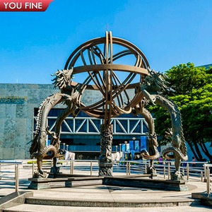 YOUFINE Scultura Sfera Armillare in Bronzo Grande Statua Globo Celeste per Punto di Riferimento Parco Pubblico - Product Image 6