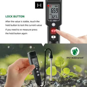 Diskon besar-besaran pabrik Kit pengukur EC tanah genggam akurasi tinggi panjang kawat 1.2 m dapat disesuaikan dukungan OEM ODM Produk pengukur PH - Product Image 5