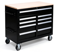 Chariot à outils roulant robuste à 9 tiroirs avec cadre en acier thermolaqué, option OEM, capacité de charge de 300 kg, serrure à clé, garantie 3 ans