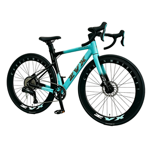 Vélo de route entièrement en fibre de carbone 700c, vélo de triathlon bleu Tiffany, 12 vitesses, guidon intégré, roues profondes en carbone, vélo de course - Product Image 1