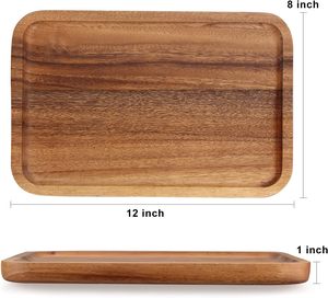 12 Inch Rectangular Acacia Wood Serving Platter Decorative <strong>Wooden</strong> Plate for Party Dcor Classic Style - Product Image 6