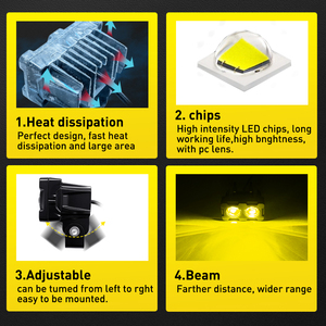 ไฟทำงาน LED สีขาวอำพัน ขนาด 3 นิ้ว 2 ดวง แบบสปอต คิวบ์ ดิช พ็อดส์ ฟลัด สำหรับขับขี่ในที่มีหมอก ใช้กับรถออฟโรด ATV UTV เรือ มอเตอร์ไซค์ จักรยาน - Product Image 6