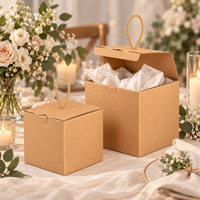 Boîte cadeau en papier kraft imprimée sur mesure avec poignée en corde, boîte d'emballage pliable en carton ondulé pour mariage, fête, Noël, vente en gros, OEM