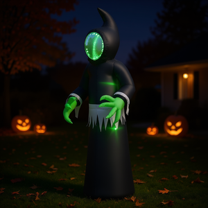 Fantasma de Halloween inflable con pantalla LED de 8 pies con cara de espejo decoraciones de jardín para interiores y exteriores para vacaciones - Product Image 2