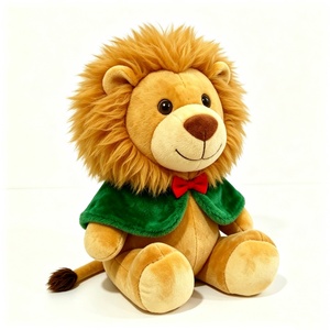 Adorable león dorado de peluche personalizado, león navideño con capa verde, león de peluche suave de dibujos animados, león de peluche abrazable para Navidad - Product Image 2