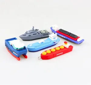 Caneta de flash personalizada pvc, novo design, 8gb, 16gb, barco, formato de navio, usb 3d, bastão