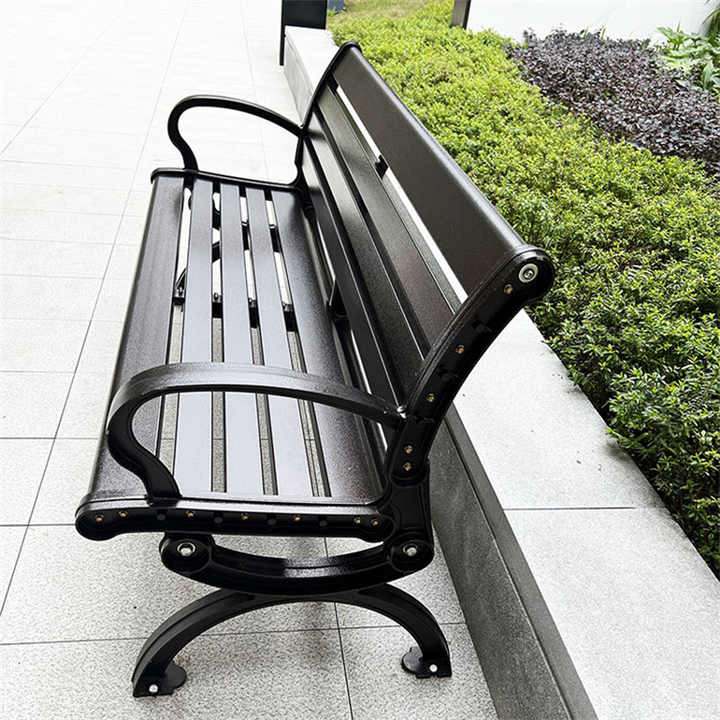 outdoor furniture black wood plastic composite bench seat outside park