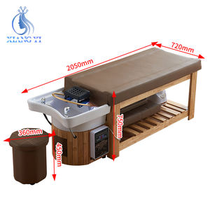 Cama de champú de Masaje Tailandés para spa, cabezal de enfermería, vaporizador y circulación de agua de madera maciza - Product Image 6