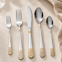 Ensemble de couverts de mariage en acier inoxydable 6 pièces, design artisanal, finition miroir, qualité alimentaire, réutilisable, compatible lave-vaisselle, pour hôtel