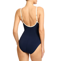 Blauw gingham-badpak voor dames, uitgesneden, hoog uitgesneden, getextureerd badpak met beugel en uitsnijding