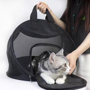 Transportín Redondo para Gatos, Portátil, de Lados Blandos, 40x40x40cm, Malla Transpirable, Negro, Ligero, Plegable, para Viajes, Vacunación y Esterilización - Product Image 1