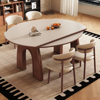 Ensemble table et chaises en dalle de roche - Table à manger de style antique, idéale pour les petits espaces, extensible et