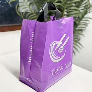 סיטונאי מודפס אישית תודה לך לולאה כבדה להתמודד עם מסעדה צהריים מזון אריזה פלסטיק לקחת משם שקיות עם ידית - Product Image 4