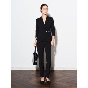 Women's Business Suit Set Pencil Silhouette Anti-Wrinkle Woven Fabric For Office Work Professional Attire Autumn Wear - Product Image 2