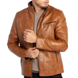 Nouvelle veste de moto en cuir de haute qualité Vestes en cuir pour hommes Veste en cuir personnalisée à la mode pour hommes en détresse - Product Image 1